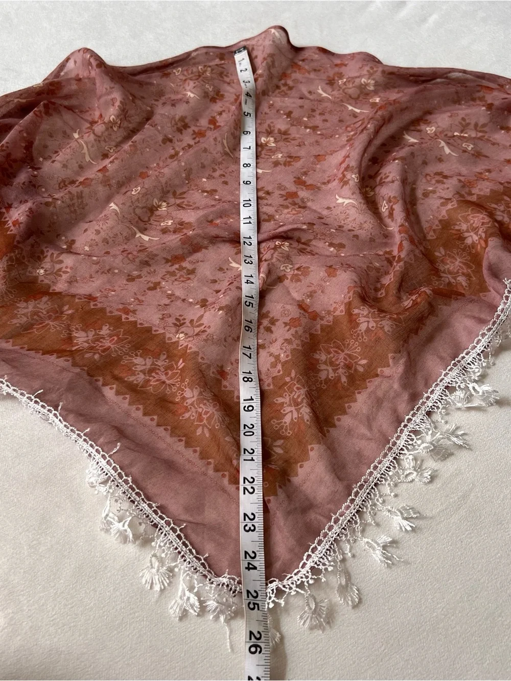 Women's hip scarf bag accessory Floral lace trim sheer Scarf - Pink Brown Y2K